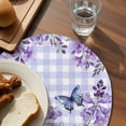 thumbnail image 3 of Purple Flowers Round 13 Inch Placemats Set of 8, Butterfly Spring Floral Checkered Farmhouse HeatResistant Non Slip Place Mats for Dining Table, Wipeable Braided Kitchen Table Mats for Housewarming, 3 of 9