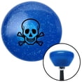 thumbnail image 1 of American Shifter  Black Skull n Cross Bones Blue Retro Metal Flake Shift Knob with M16 x 1.5 Insert, 1 of 1