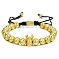thumbnail image 2 of EOEMY Crown King Charm Beads Bracelet For Men Women 8mm Gold Beads Handmade Jewelry-Gold, 2 of 5