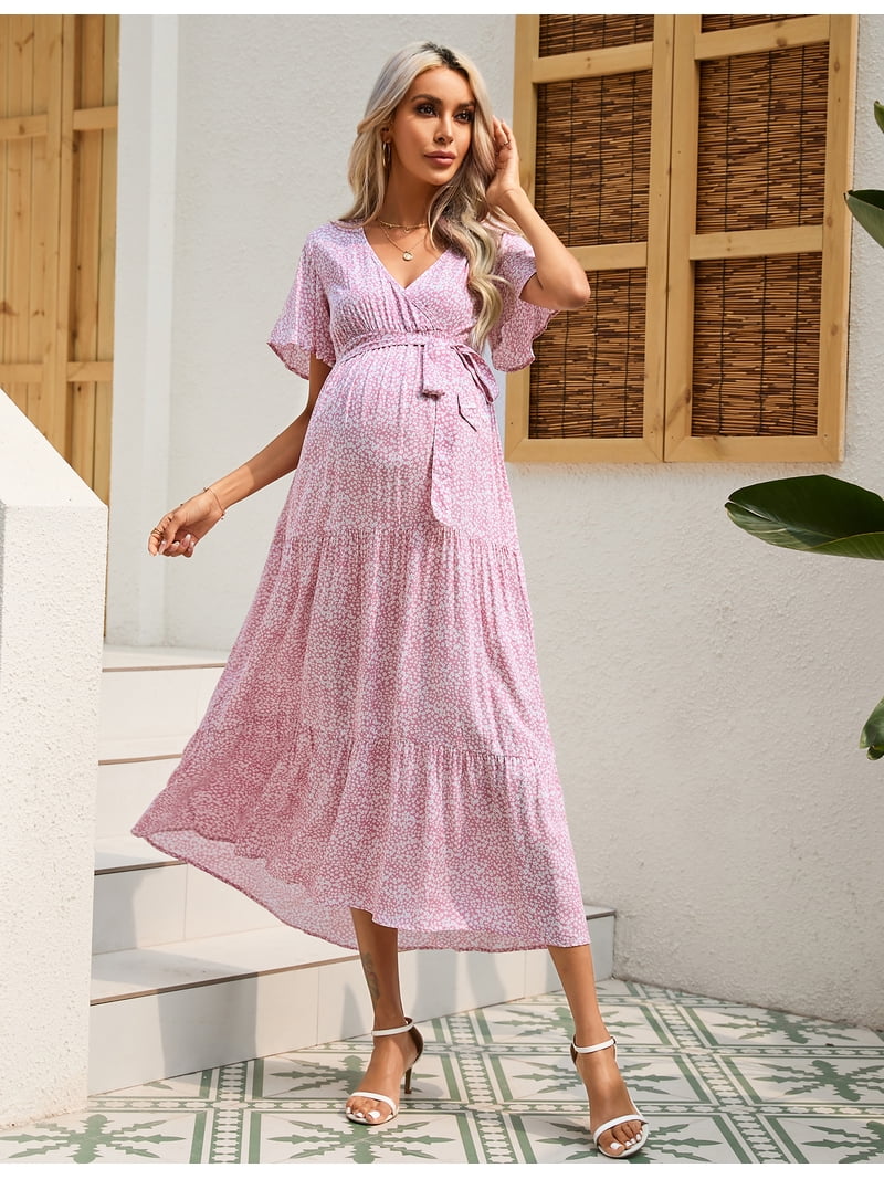 floral prom dresses Fairy Ball Gown Strapless Pink Floral Prom Dresses Long Evening Dress –  PreppyDress main image 1
