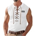 thumbnail image 3 of Men's Tank Tops Muscle Gym Tank Top Fashionable Men's V neck Lace Up Printed Embroidered Sleeveless Top Summer Workout Gym Shirts, 3 of 7