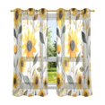 thumbnail image 6 of Yayeee Window Curtains Set of 2 for Living Room Light Filtering 63"x42", White Watercolor Sunflowers, 6 of 7