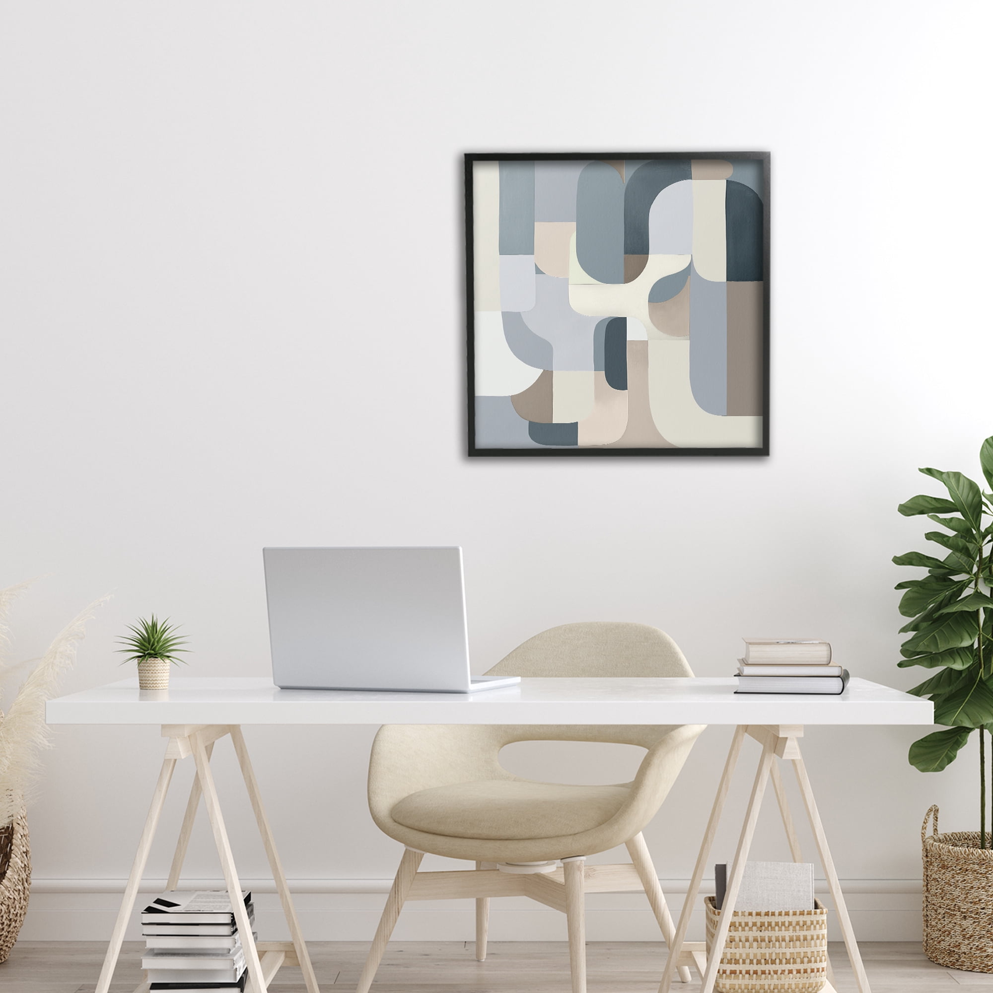 Stupell Industries Bauhaus Blue Curves Black Framed Giclee Art, design by Annabelle Hall