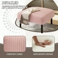thumbnail image 4 of Lisonu Square Ottoman Footstool, Padded Corduroy Footrest with Wood Frame, Small Accent Seat for Living Room and Bedroom, Pink, 4 of 9