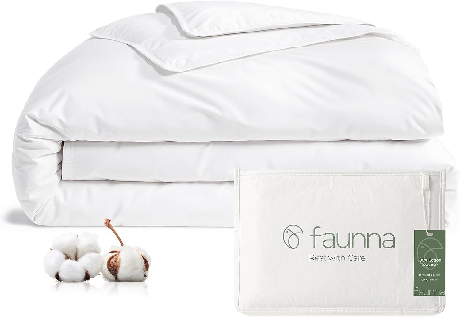 100% Cotton Duvet Cover, Hypoallergenic Bed Bug Proof White Minimalist Comforter Cover with Zipper, Breathable Dust Mite Duvet Protector(Queen)