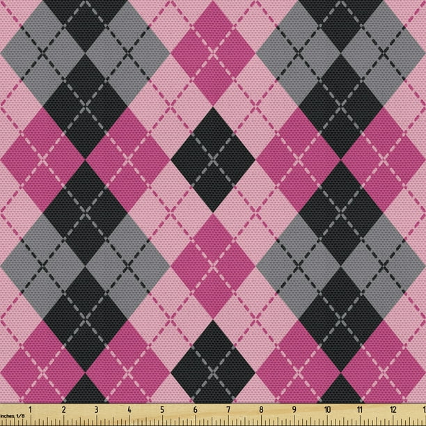 Abstract Upholstery Fabric by the Yard Argyle Motif with Diamonds and