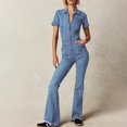 thumbnail image 2 of HBFAGFB Jumpsuit Womens Fashion Slim Street Retro High Waisted Zipper Denim Rompers BU2 Size L, 2 of 4