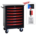 thumbnail image 5 of 7 Drawers Multifunctional Tool Cart with Wheels,Metal Rolling Tool Cart Storage for Garage Workshop Warehouse Repair Shop--With Stainless Steel Roof- BLACK&RED, 5 of 11