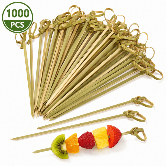 1000 Pcs Bamboo Cocktail Picks, 4.13 Inch Decorative Knot Toothpicks for Appetizers, Drinks Garnish, Food Picks Cocktail Sticks for Party Bar Snacks, Sandwiches & Bar Supplies