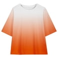 thumbnail image 5 of JTSRKL Summer Outfits for Girls Cute Tie Dye Gradient Color/Striped/Color Block/Plaid Printed Short Sleeve Crewneck Top T-Shirt & Biker Shorts Set 2 Piece Tracksuit A-Orange 6-7 Years, 5 of 9