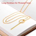 thumbnail image 6 of FOCALOOK Lariat Y Necklace Long Necklace for Women Vertical Bar Looped Adjustable Gold Plated Jewelry Chain Drop Necklace, 6 of 9