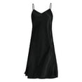thumbnail image 5 of Prolriy Silk Nightgown for Women, Women's Summer V Neck Strap Thin Slim Fit Solid Color Hanging Dress Loungewear Sleep Dresses Black L, 5 of 8