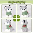 thumbnail image 4 of Adorable animal de peluche Husky con ropa verde Juguete de peluche Cachorro Perro Muñeca Regalo para niños niñas, gris, 9 pulgadas. JFHHH pequeña, 4 of 5