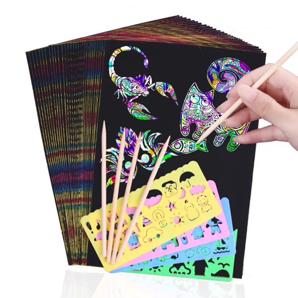 50Pcs Scratch Paper Drawing Paper Scratch Art Paper for Kids Drawing Activities