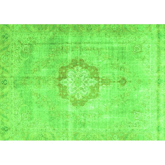 Ahgly Company Indoor Rectangle Medallion Green Traditional Area Rugs, 4' x 6'
