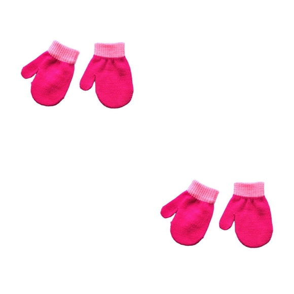Qarigey 1 par de manoplas para niños, calentador de manos para exteriores, cómoda funda para calentar las manos, guantes para niñas y niños Rosa roja 2Conjunto