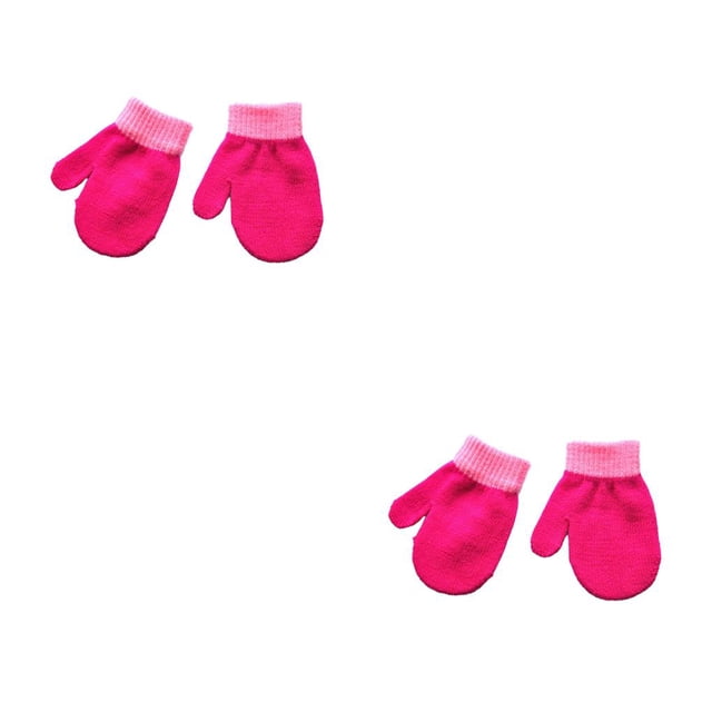 Qarigey 1 par de manoplas para niños, calentador de manos para exteriores, cómoda funda para calentar las manos, guantes para niñas y niños Rosa roja 2Conjunto