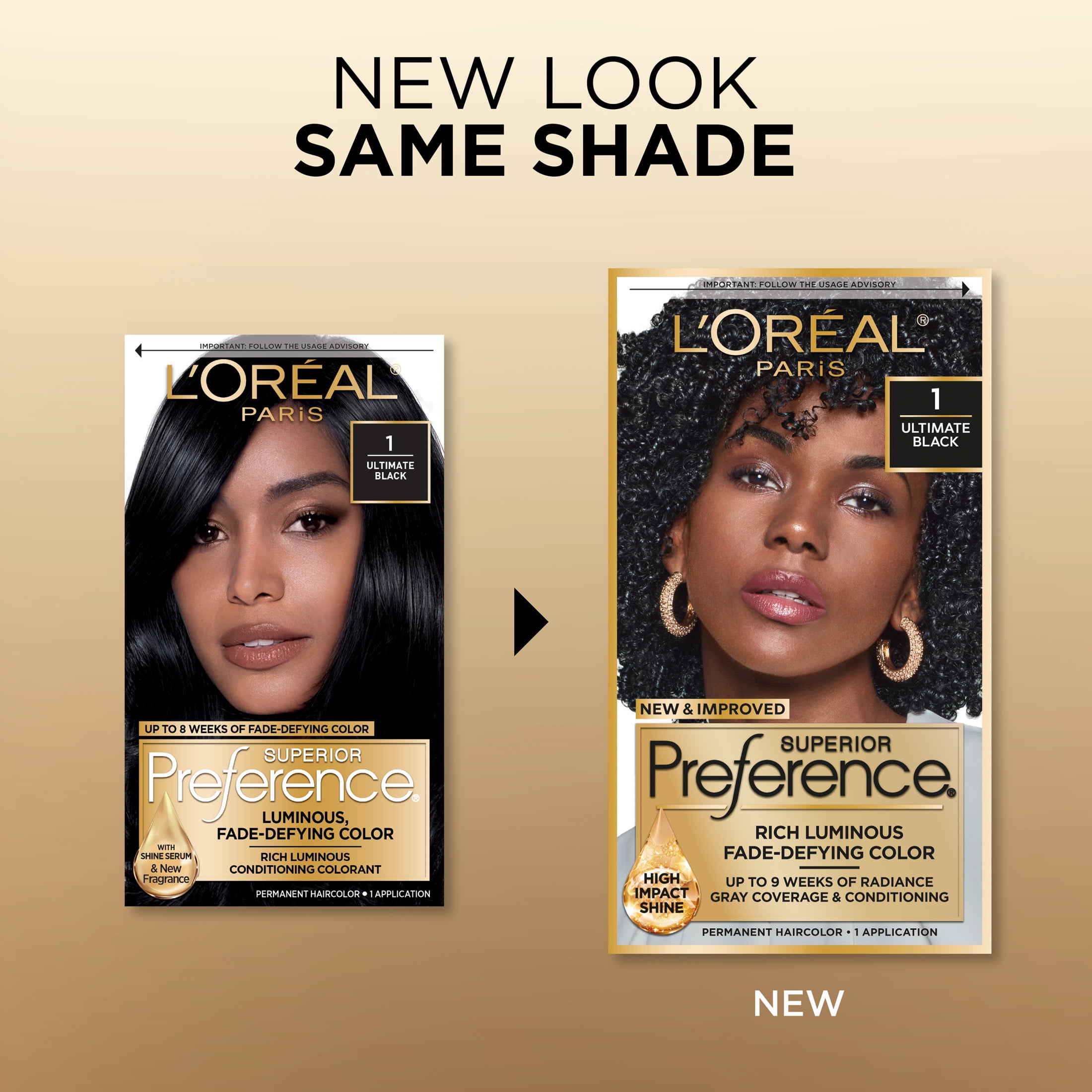 L'Oreal Paris Superior Preference Permanent Fade-Defying Hair Color, 1.0 Ultimate Black, 1 Kit