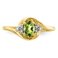 thumbnail image 5 of 14K Yellow Gold Ring Band with Stones (08) August Peridot Oval Green Diamond Round, Size 5, 5 of 5