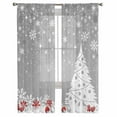 thumbnail image 6 of Grey Christmas Sheer Curtains 63 Inch Length 2 Panels Set, Semi Transparent Voile Rod Pocket Curtains for Living Dining Room Bedroom Drapes Snowflake Winter Xmas Tree, 6 of 8
