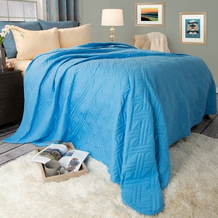Somerset Home Solid Color Bed Quilt, King, Blue