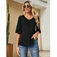 thumbnail image 3 of ZHENWEI Women's Casual V Neck T Shirts Loose Summer Half Bell Sleeve Tops Ruffle Tunic Blouses, 3 of 9