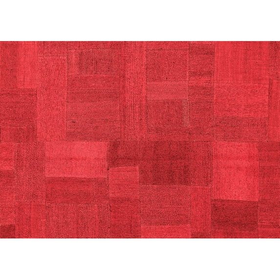 Ahgly Company Indoor Rectangle Patchwork Red Transitional Area Rugs, 7' x 10'