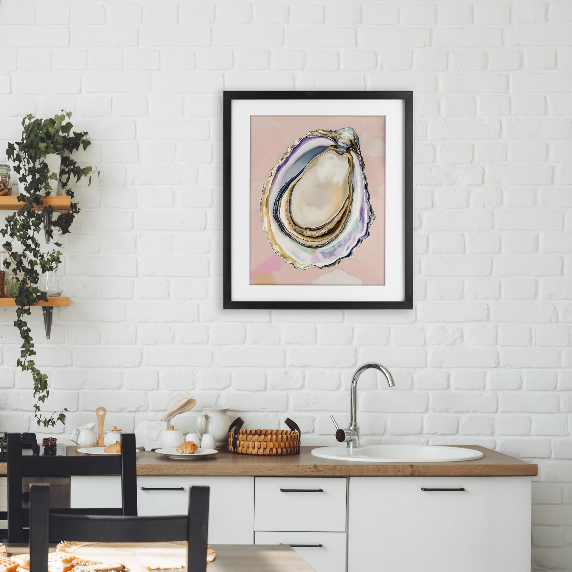 Stupell Industries Pink Oyster Shell Elegance Black Framed Print Under Glass, design by The Prints Vibe