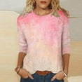 thumbnail image 2 of Busydd Womens Tops Fashion Tie Dye Blouses Casual Loose Round Neck T-Shirts 3/4 Length Sleeve Shirts Going Out Tops for Women, 2 of 5