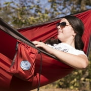 Equip Lightweight Portable Nylon Camping Travel Hammock, 1 Person Red and Taupe, Size 116 L x 59 W