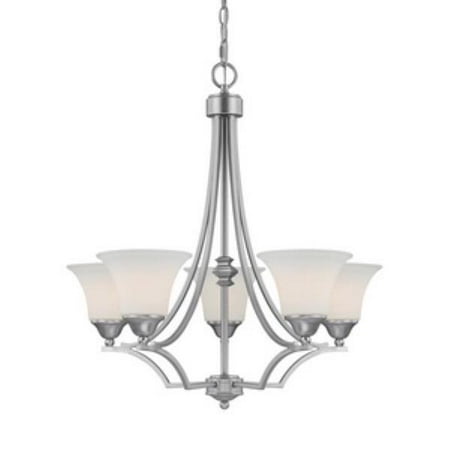 Country Kitchen Lighting Capital Lighting Towne and Country - Five Light Chandelier, Matte Nickel Finish with Soft White Glass ()