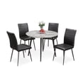 thumbnail image 1 of Round Faux Marble 5 Piece Dining Set With Black Leatherette Chairs, 1 of 2