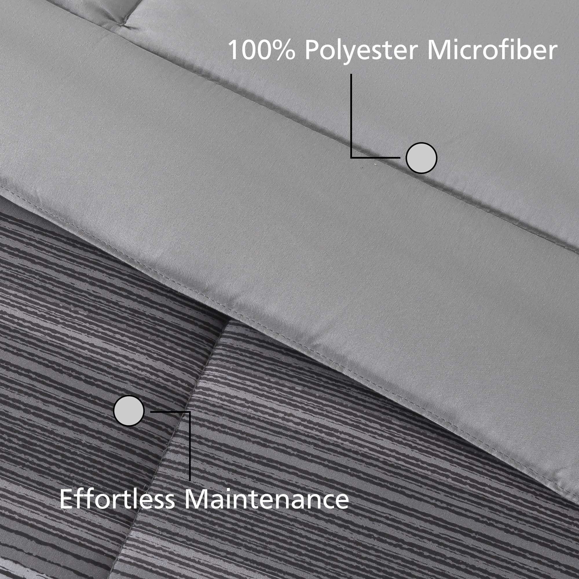 Mainstays All in One Reversible Comforter and Sheet Set, 5-Piece, Twin, Gray Stripe