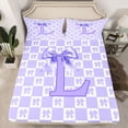 thumbnail image 2 of jejeloiu Initial Letter L Bed Sheets,Purple Kawaii Bows King Sheets For Bowtie Lover 4pcs, 2 of 7