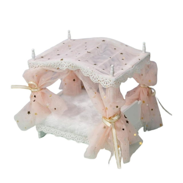 Milaget 1:12 Échelle Simulation Maison de Poupée Princesse Lit Micro Paysage Chambre Décor Rose