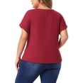 thumbnail image 3 of Agnes Orinda Women's Plus Size Tops Twist Knot V Neck Short Sleeve Summer Casual Blouses 4X Burgundy, 3 of 6