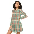 thumbnail image 3 of FORMRS Womens Long Sleeve Nightgowns Crew Neck Sleep Shirt Soft Pajamas Sizes S-3XL, Red Green Tartan Pattern, 3 of 8