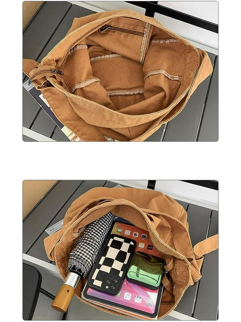 Canvas Crossbody Hobo Shoulder Tote Bag for Men Women, Casual