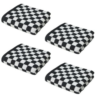 Frienda Bathroom Checkered Hand Towels Set of 4 Soft Retro Checkerboard  Bath Towels Kitchen Towels Highly Absorbent Towels for Bath Dorm Teens, 13  x