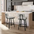 thumbnail image 6 of Amisco Staten 26 In. Swivel Counter Stool - Light Grey Polyester / Black Metal, 6 of 9