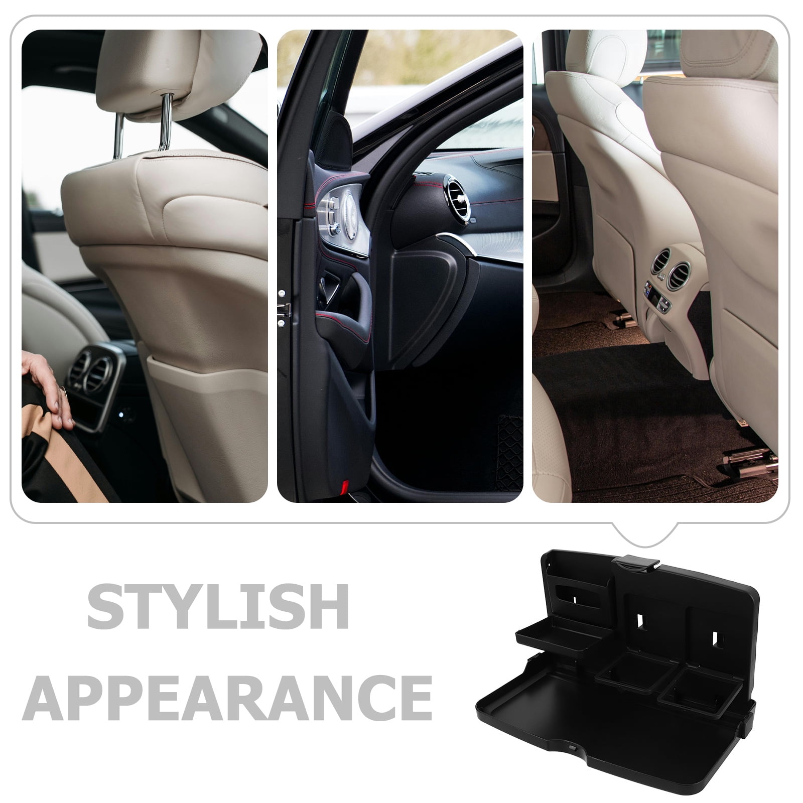 WEUVEB Foldable Black Car Backseat Organizer Tray Table for Eating, Working, and Storage