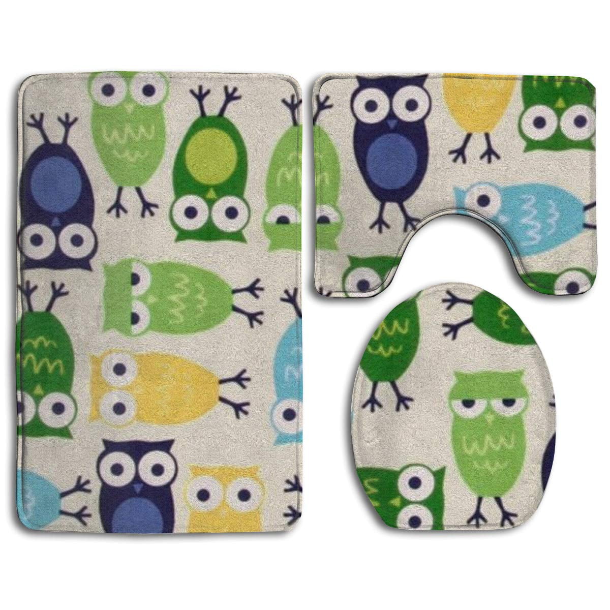 GOHAO Cute Owl Baby 3 Piece Bathroom Rugs Set Bath Rug ...