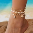 thumbnail image 4 of CFIOZYOS  Ankle Bracelet Set for Women, Gold Boho Bead Adjustable Anklet,  Beach Pearl Heart Starfish Foot Jewelry Gifts, 4 of 13