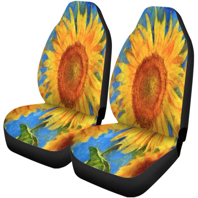 Juego de 2 fundas para asientos de coche ABPHQTO Girasoles Imitación digital