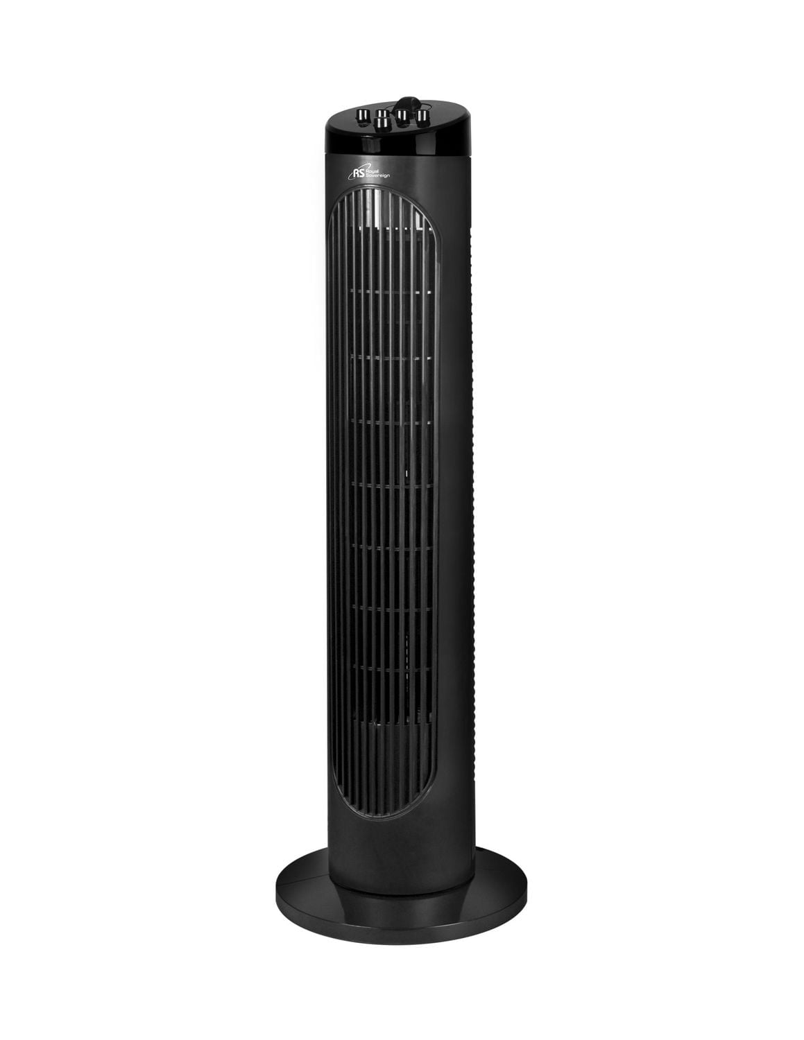 Royal Sovereign slim profile 29” vertical oscillating tower fan with timer.