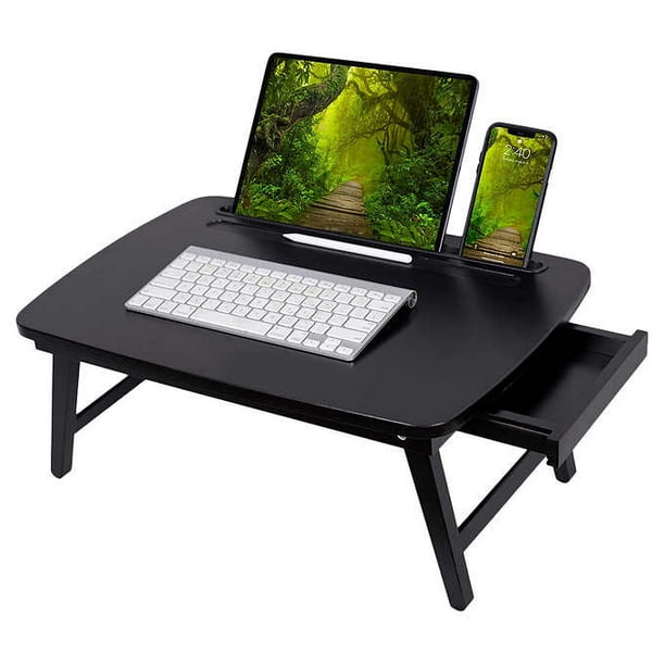 Bureau pour ordinateur portable pour lit/sofa avec plateau inclinable et  pieds réglables en hauteur - Songmics