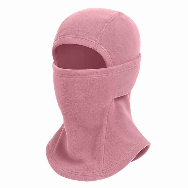 Pink Mens Full Face Thermal Mask With Fleece Lining Construction For Cold Weather Windproof Protection And Multi Purpose Use During Winter Free Size