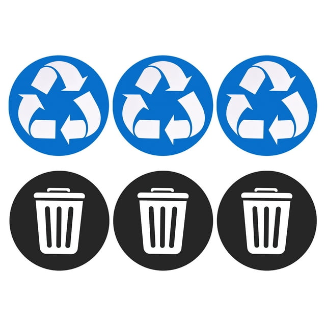 Unique Bargains Recycle Sticker Trash Can Decals 5 Inch Self-Adhesive Recycling Vinyl, Blue & Black, 6 Count