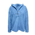 thumbnail image 4 of Womens Fleece Hoodies Coats Casual Fall Winter Warm Sweatshirt Thick Shaggy Fuzzy Button Hoodie Solid Henley Outwear, 4 of 5