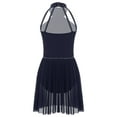 thumbnail image 4 of Miutii Girls Backless Ballet Lyrical Dance Dress Leotard High Low Flowy Sheer Skirt Ballroom Dancing Costumes Navy Blue 12, 4 of 7